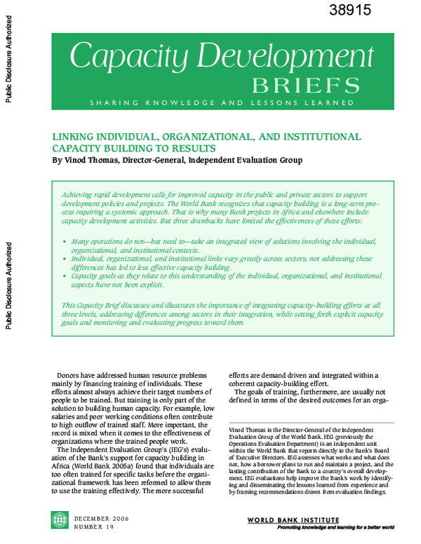 (PDF) Linking individual, organizational, and institutional capacity ...