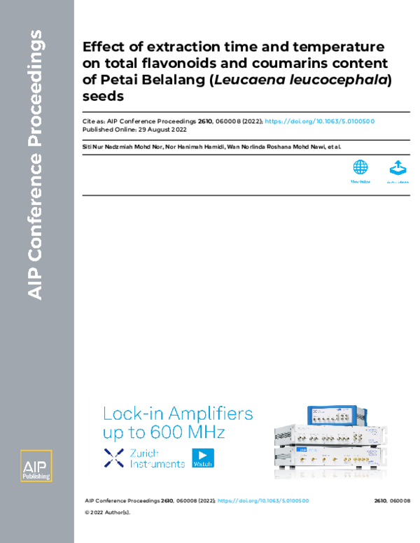 (PDF) Effect of extraction time and temperature on total flavonoids and ...