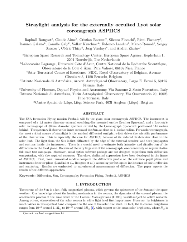 (PDF) Straylight analysis for the externally occulted Lyot solar ...