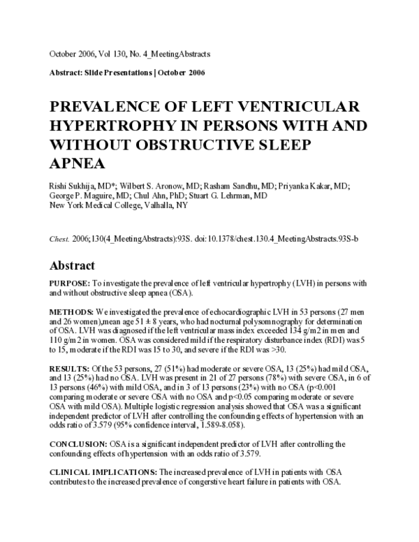 (PDF) Prevalence of Left Ventricular Hypertrophy in Persons with and ...