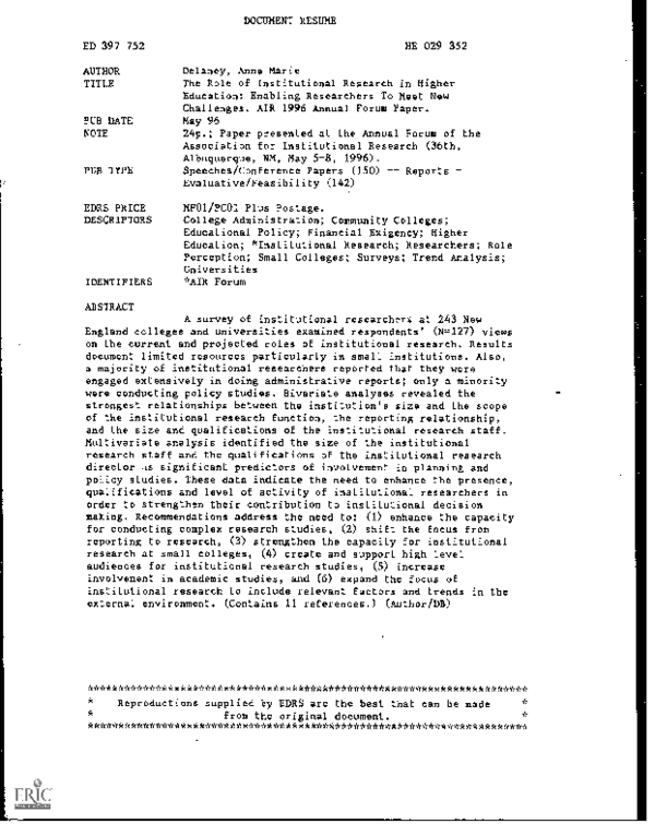 (PDF) The Role of Institutional Research in Higher Education: Enabling ...