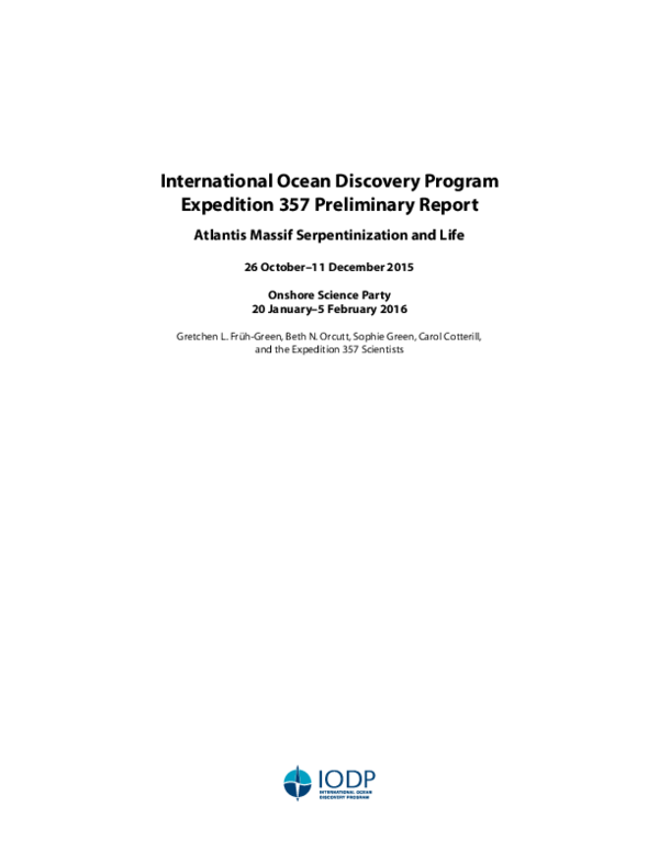 (PDF) Expedition 357 Preliminary Report: Atlantis Massif ...