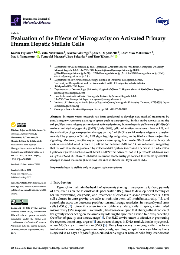 (PDF) Evaluation of the Effects of Microgravity on Activated Primary ...