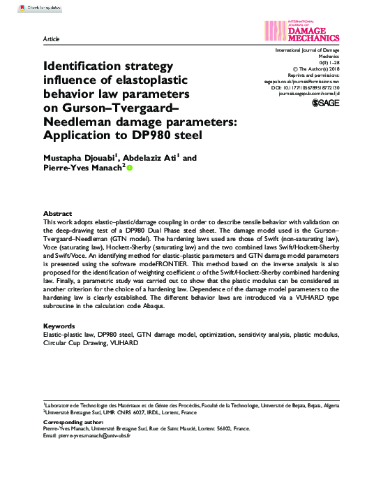 (PDF) Identification strategy influence of elastoplastic behavior law ...