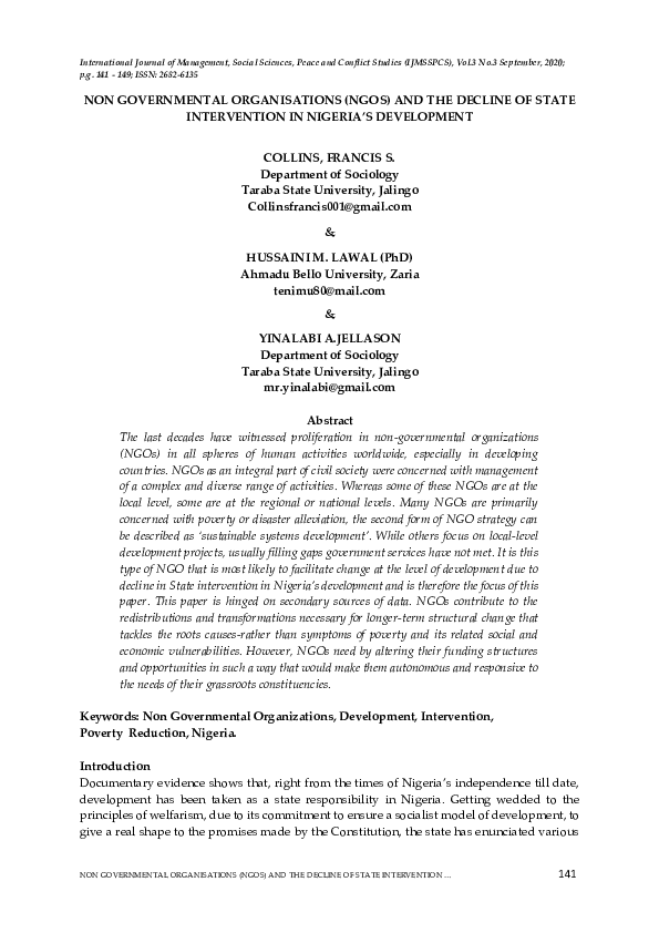 (PDF) Non Governmental Organisations (Ngos) and the Decline of State ...