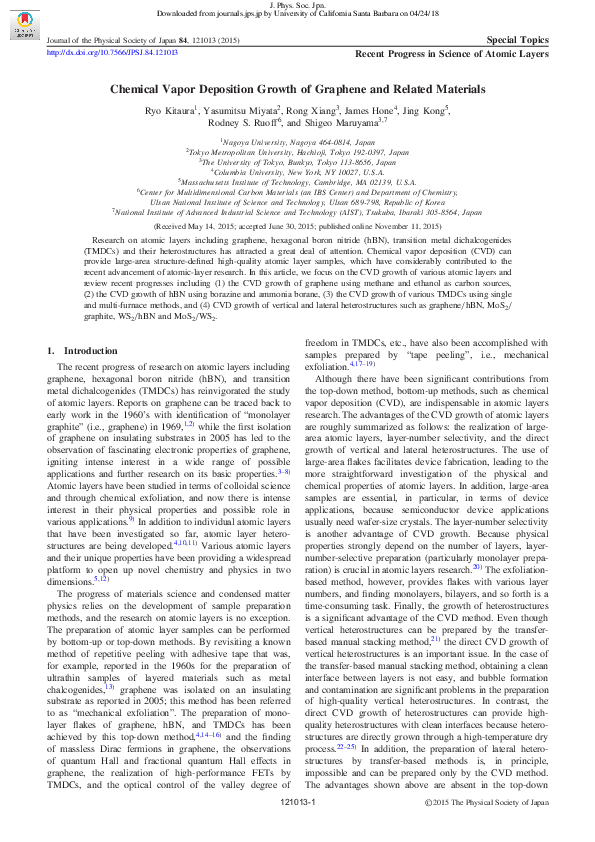 (PDF) Chemical Vapor Deposition Growth of Graphene and Related Materials