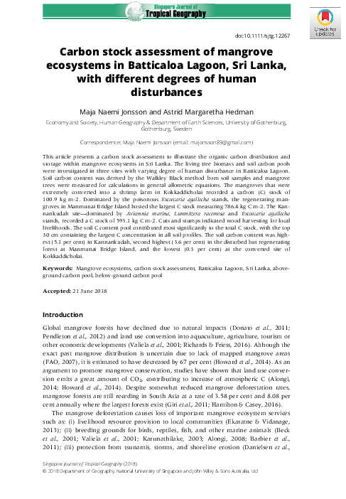 (PDF) Carbon stock assessment of mangrove ecosystems in Batticaloa ...