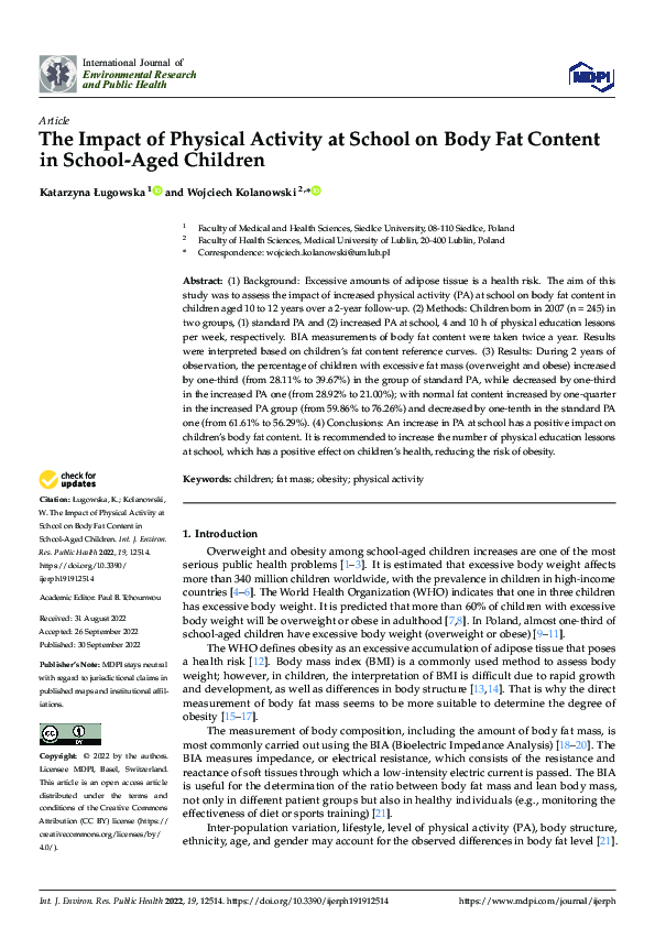 (PDF) The Impact of Physical Activity at School on Body Fat Content in ...