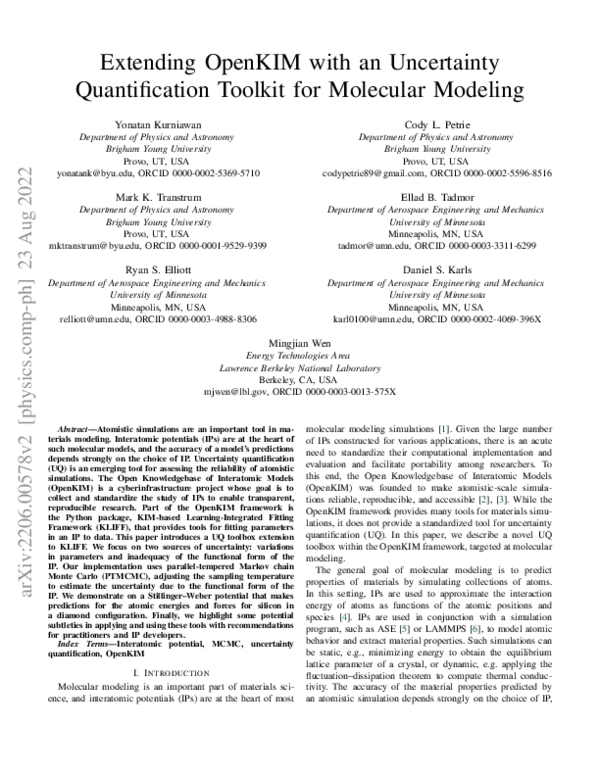 (PDF) Extending OpenKIM with an Uncertainty Quantification Toolkit for ...