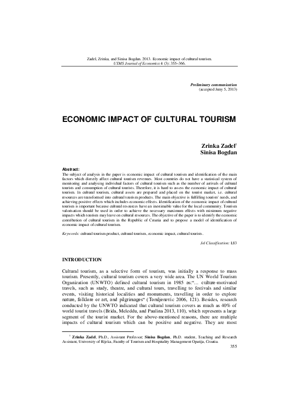 (PDF) Economic Impact of Cultural Tourism
