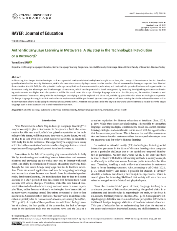 (PDF) Authentic Language Learning in Metaverse: A Big Step in the ...