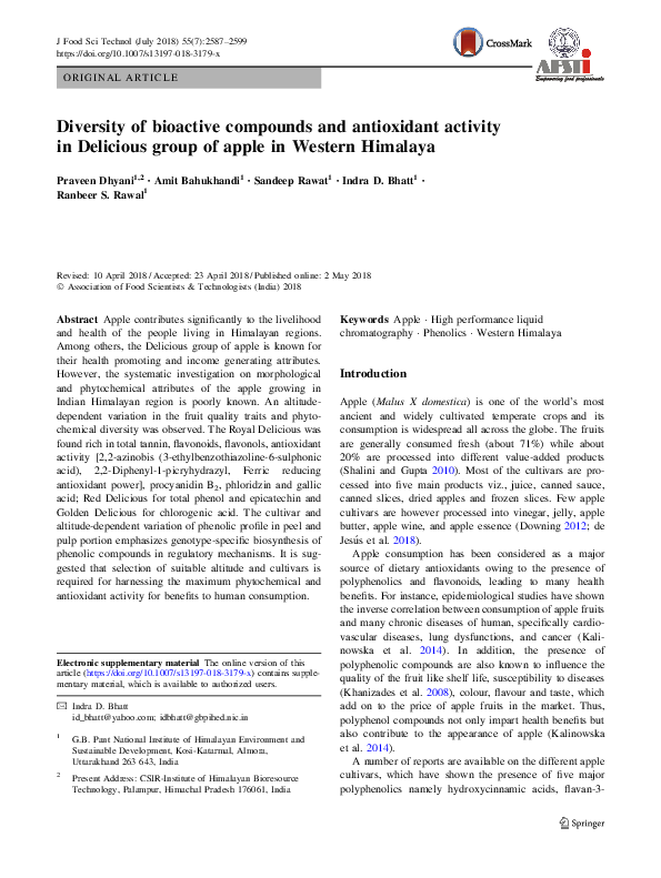 (PDF) Diversity of bioactive compounds and antioxidant activity in ...