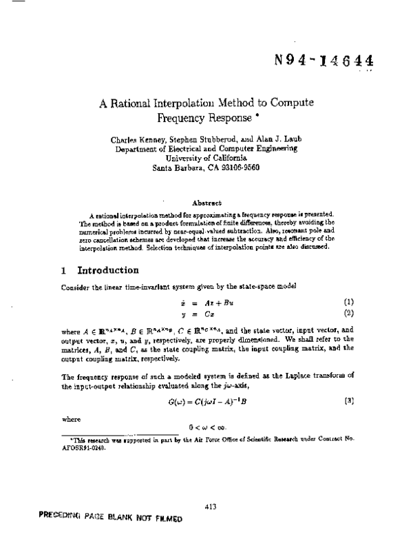 (PDF) A rational interpolation method to compute frequency response