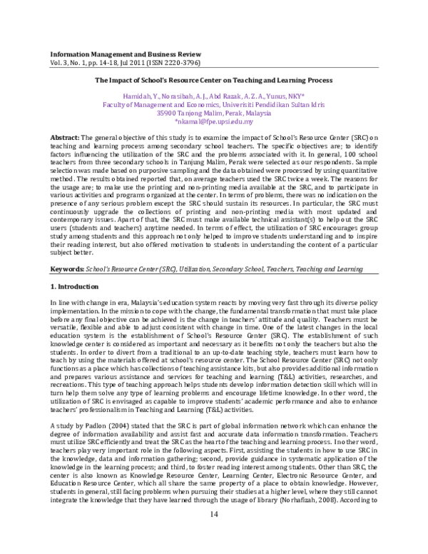 (PDF) The Impact of Schoolâ€™s Resource Center on Teaching and Learning ...