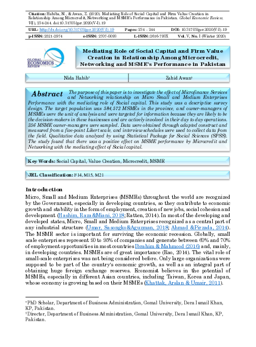 (PDF) Mediating Role of Social Capital and Firm Value Creation in ...