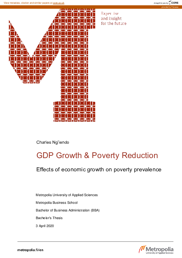 (PDF) GDP Growth & Poverty Reduction, Effects of Economic Growth on ...
