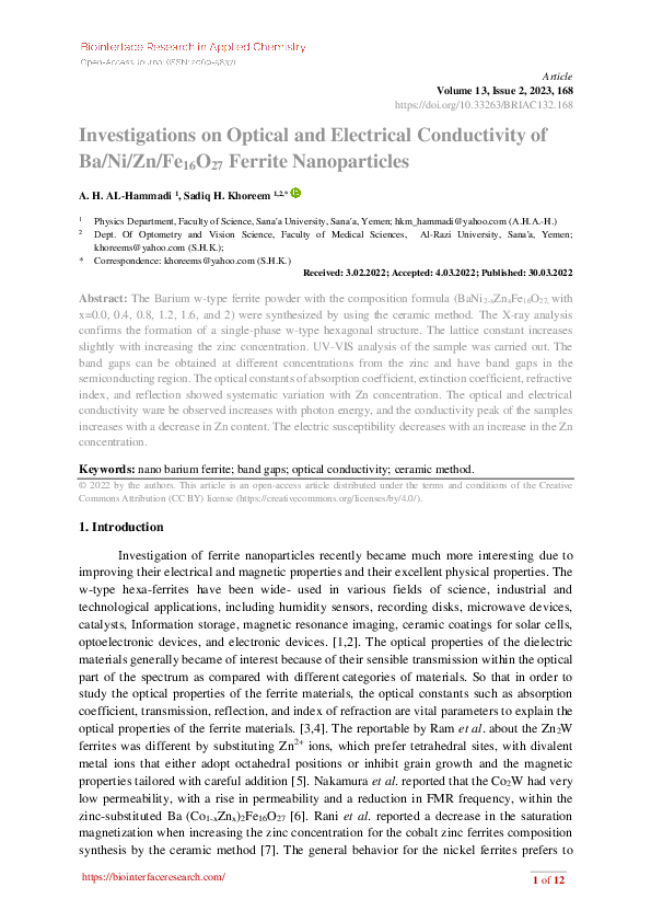 (PDF) Investigations on Optical and Electrical Conductivity of Ba/Ni/Zn ...