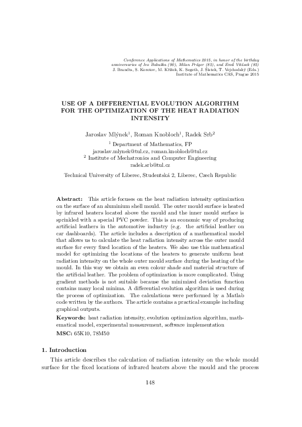 (PDF) Use of a Differential Evolution Algorithm for the Optimization of ...