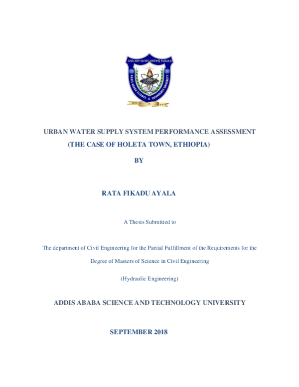 (PDF) Urban Water Supply System Performance Assessment (The Case of