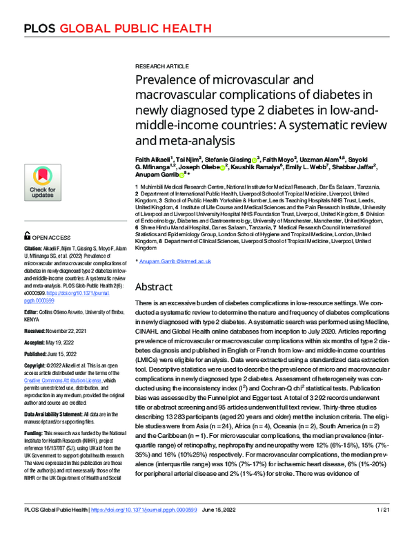 (PDF) Prevalence of microvascular and macrovascular complications of ...