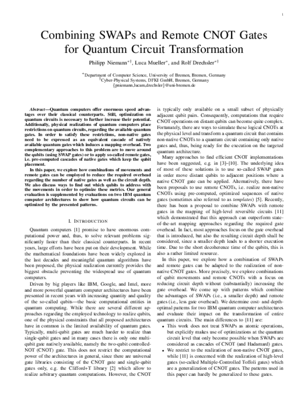 (PDF) Combining SWAPs and Remote CNOT Gates for Quantum Circuit ...