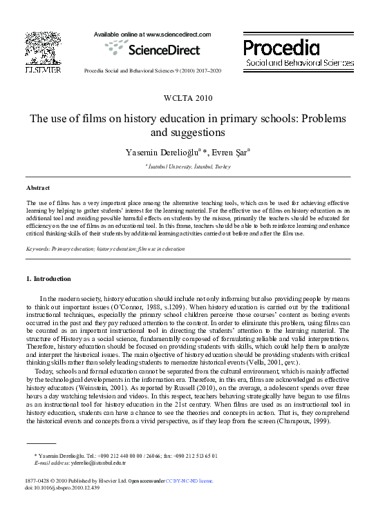 (PDF) The use of films on history education in primary schools ...