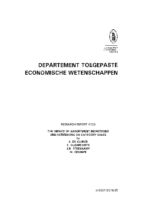 (PDF) The impact of assortment reductions and extensions on category