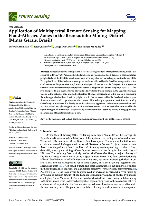 (PDF) Application of Multispectral Remote Sensing for Mapping Flood ...