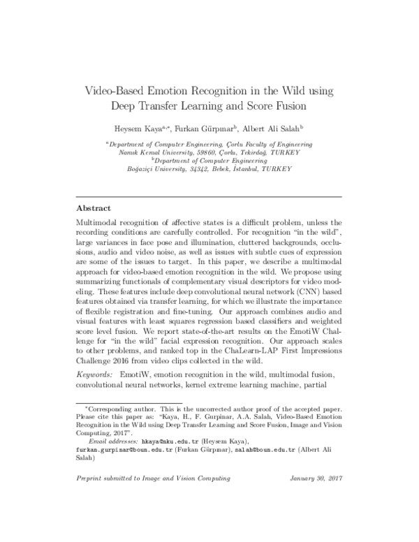 (PDF) Video-based emotion recognition in the wild using deep transfer ...