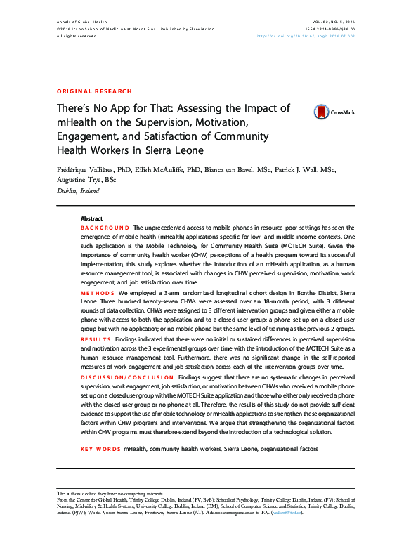 (PDF) There's No App for That: Assessing the Impact of mHealth on the ...