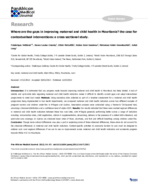 (PDF) Where are the gaps in improving maternal and child health in ...