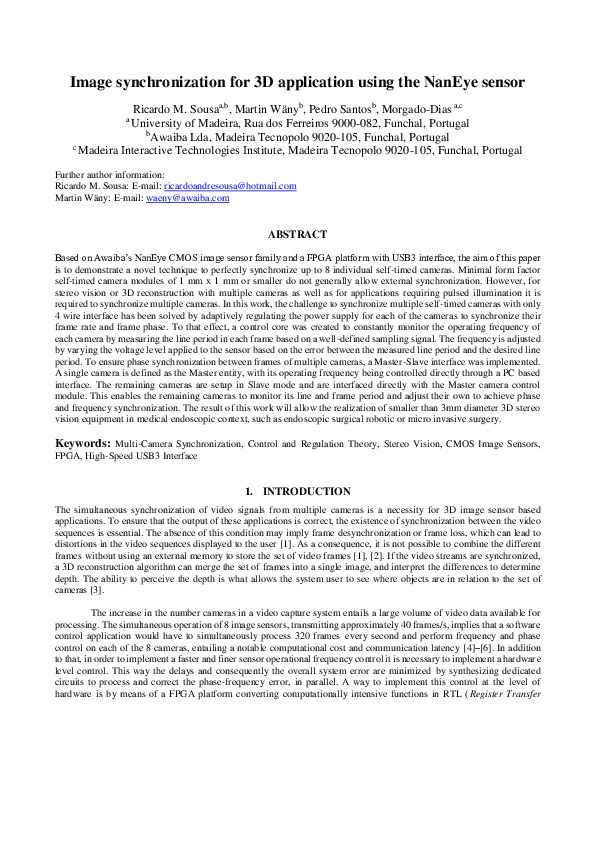 (PDF) Image synchronization for 3D application using the NanEye sensor