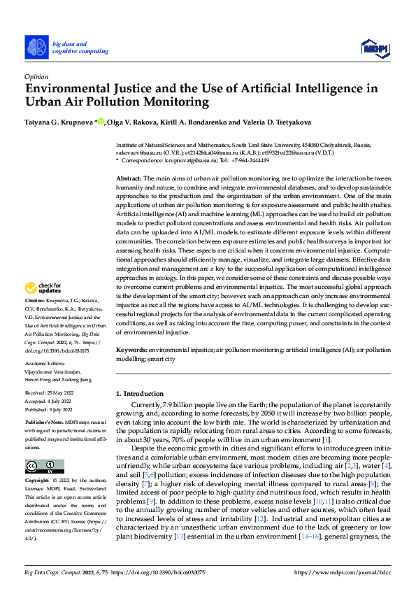 (PDF) Environmental Justice and the Use of Artificial Intelligence in ...