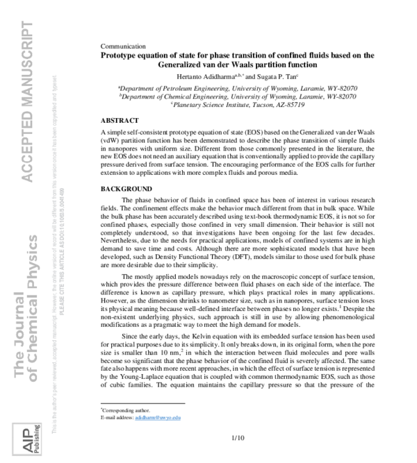 (PDF) Prototype equation of state for phase transition of confined ...