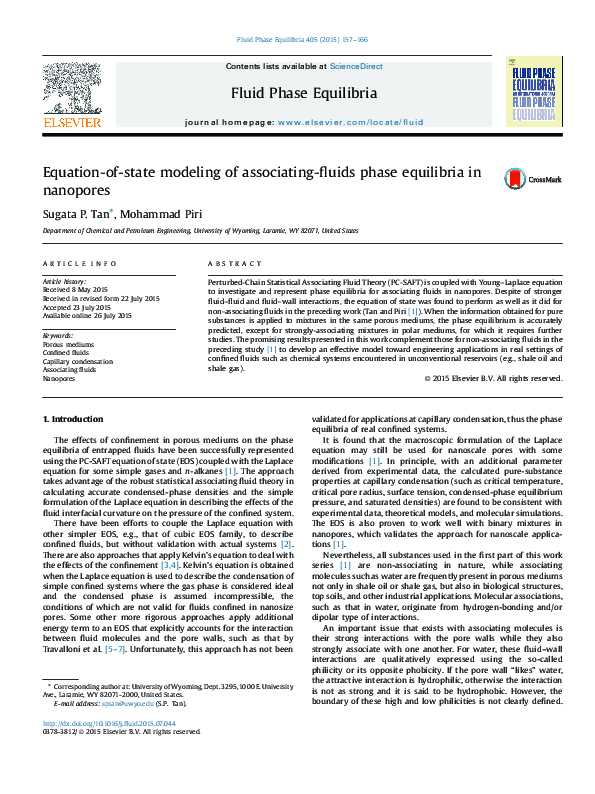 (PDF) Equation-of-state modeling of associating-fluids phase equilibria ...