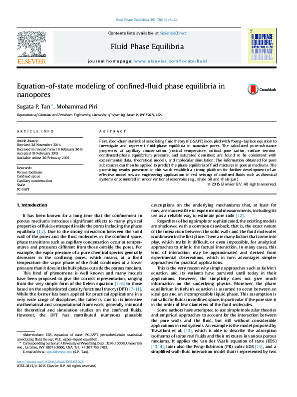 (PDF) Equation-of-state modeling of confined-fluid phase equilibria in ...