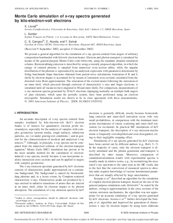 (PDF) Monte Carlo simulation of x-ray spectra generated by kilo ...