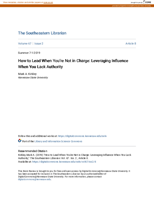 (PDF) How to Lead When You’re Not in Charge Leveraging