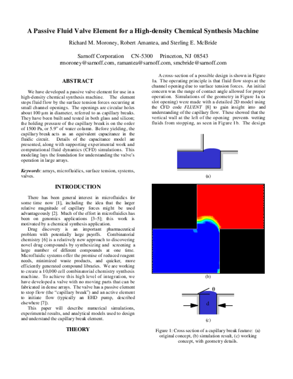 (PDF) A Passive Fluid Valve Element for a High-density Chemical ...
