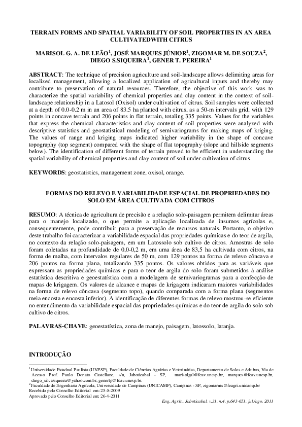 (PDF) Terrain forms and spatial variability of soil properties in an ...