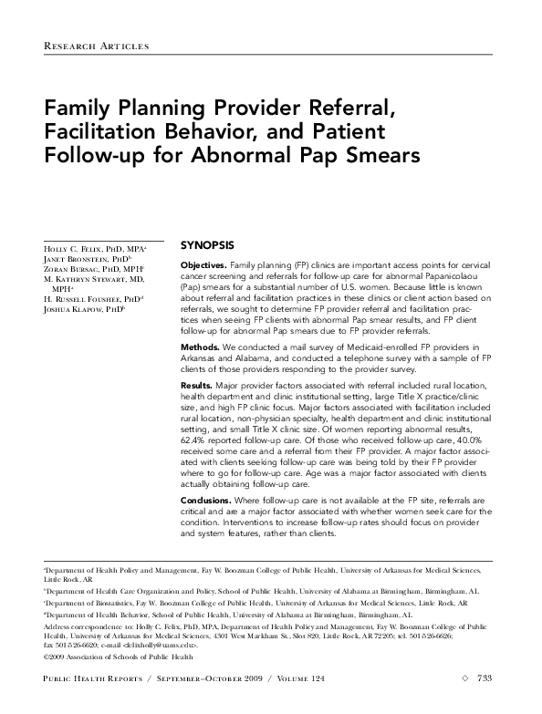 (PDF) Family Planning Provider Referral, Facilitation Behavior, and
