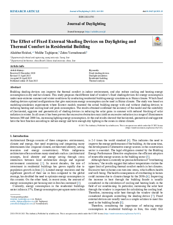 (PDF) The Effect of Fixed External Shading Devices on Daylighting and ...