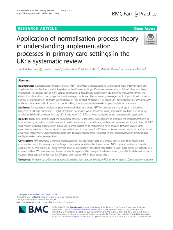 Pdf Application Of Normalisation Process Theory In Understanding Pdf Application Of Normalisation Process Theory In Understanding