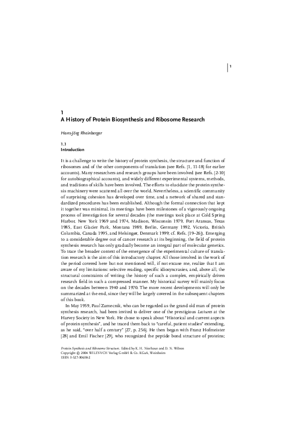 (PDF) Protein Synthesis and Ribosome Structure. Translating the Genome ...