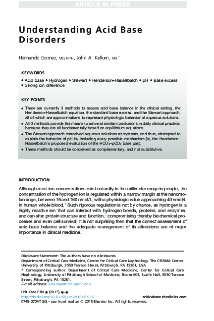(PDF) Understanding Acid Base Disorders