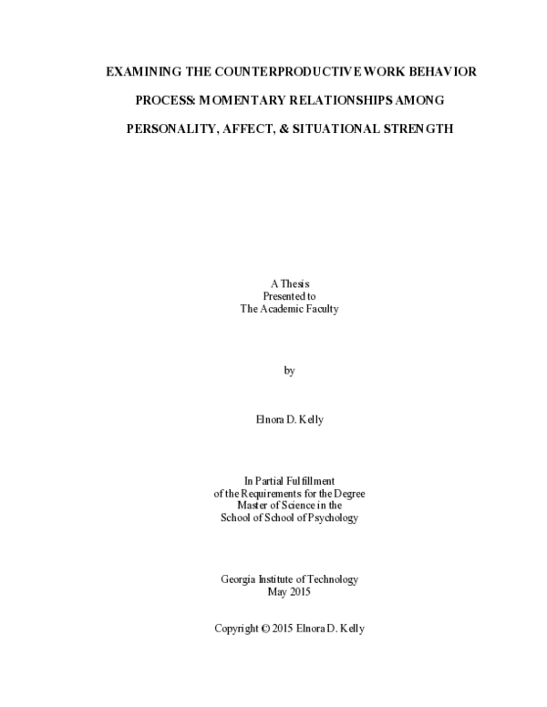 (PDF) Examining the counterproductive work behavior process: Momentary ...