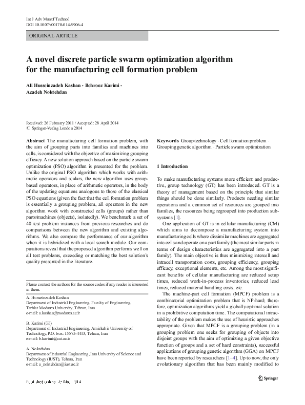 (PDF) A Novel Discrete Particle Swarm Optimization Algorithm for the ...