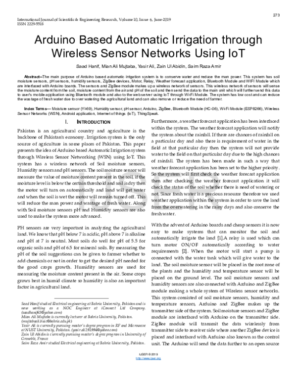 (PDF) Arduino Based Automatic Irrigation through Wireless Sensor ...