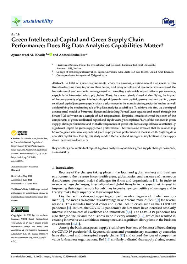 (PDF) Green Intellectual Capital and Green Supply Chain Performance ...
