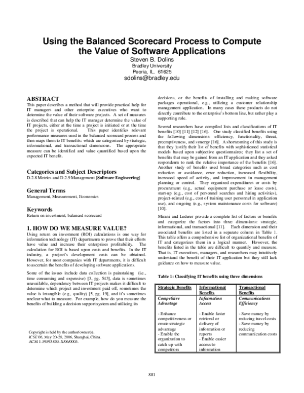 (PDF) Using the balanced scorecard process to compute the value of ...